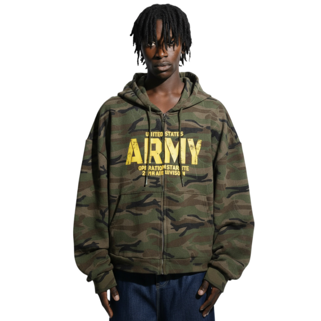US ARMY CAMO ZIP HOODIE
