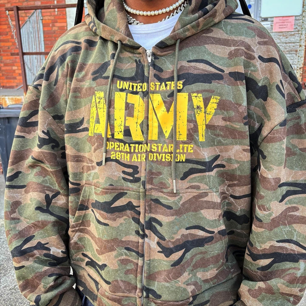 US ARMY CAMO ZIP HOODIE